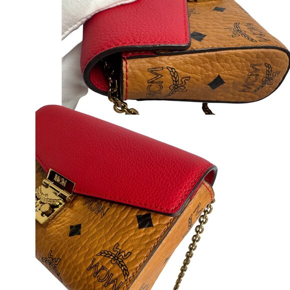 MCM Visetos Millie Leather Chain Crossbody Bag - Picture 3 of 12